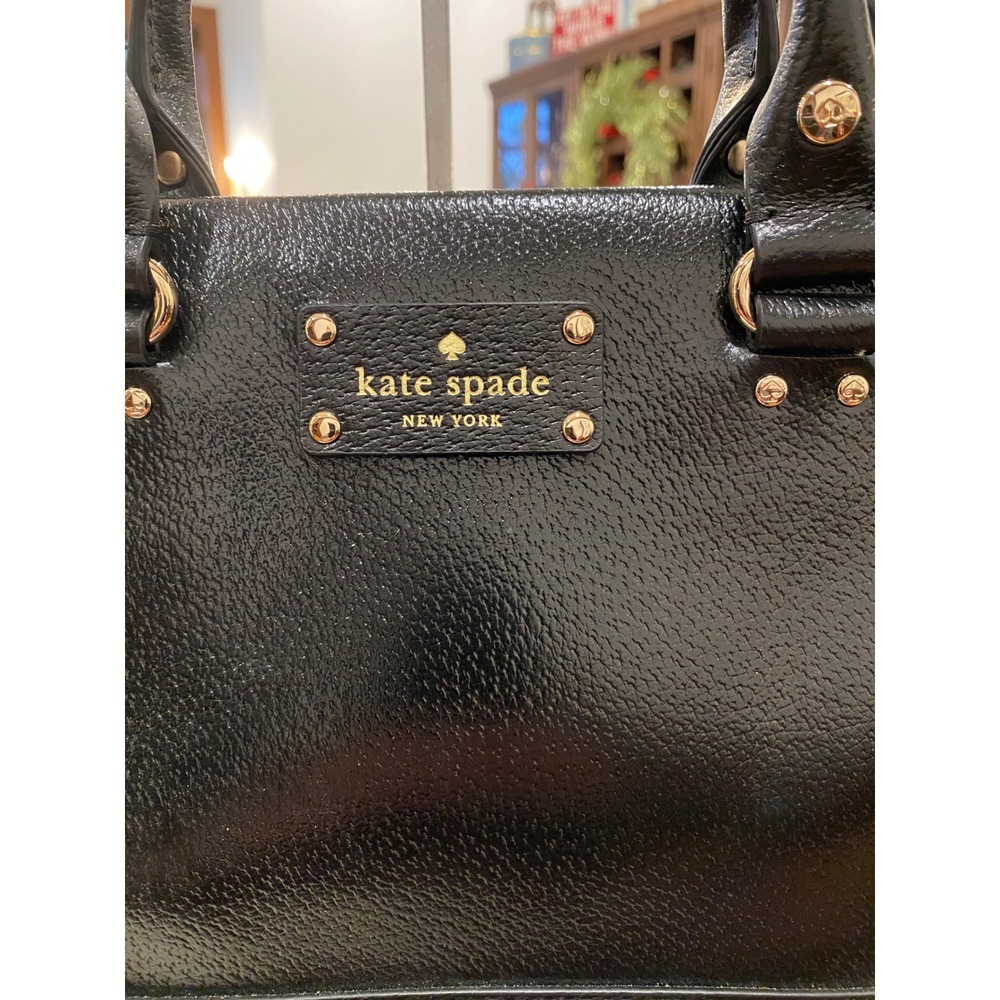 LIKE‎ NEW - Kate Spade New York Black Leather Satchel Handbag Gold Hardware - Picture 3 of 16
